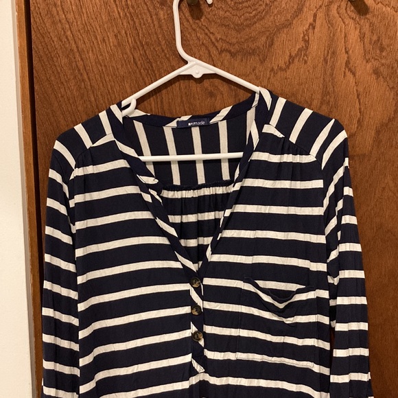 LAMADE Super Soft Striped Navy and White Medium Dress or Coverup Chest Pocket - Picture 2 of 6